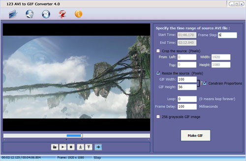 convert Video clips to animated GIF images.